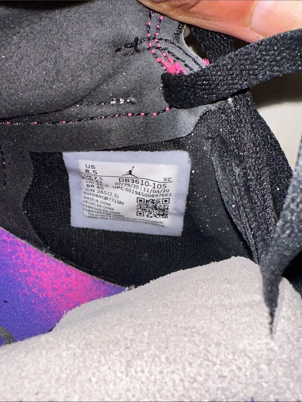 Nike PSG Jordan 1’s — Black, White & Purple Iridescent Swoosh